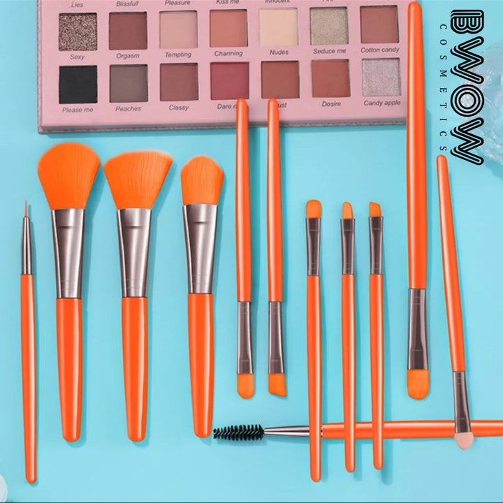 12 Piece Makeup Brush Set Fluorescent Colours Vegan