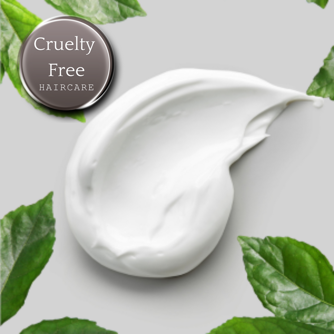 sample of vegan white smear of conditioner cruelty free hair care