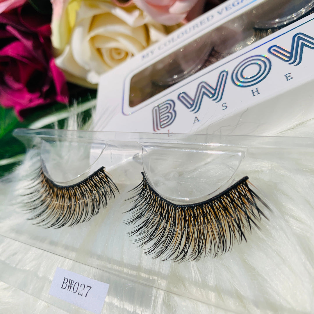 Coloured Gold Black False Lashes BWOW027