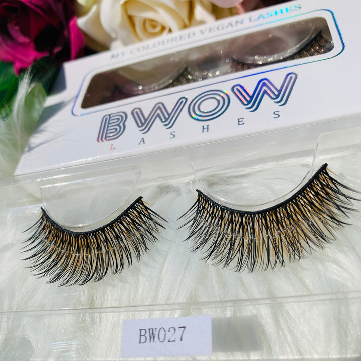 Coloured Gold Black False Lashes BWOW027