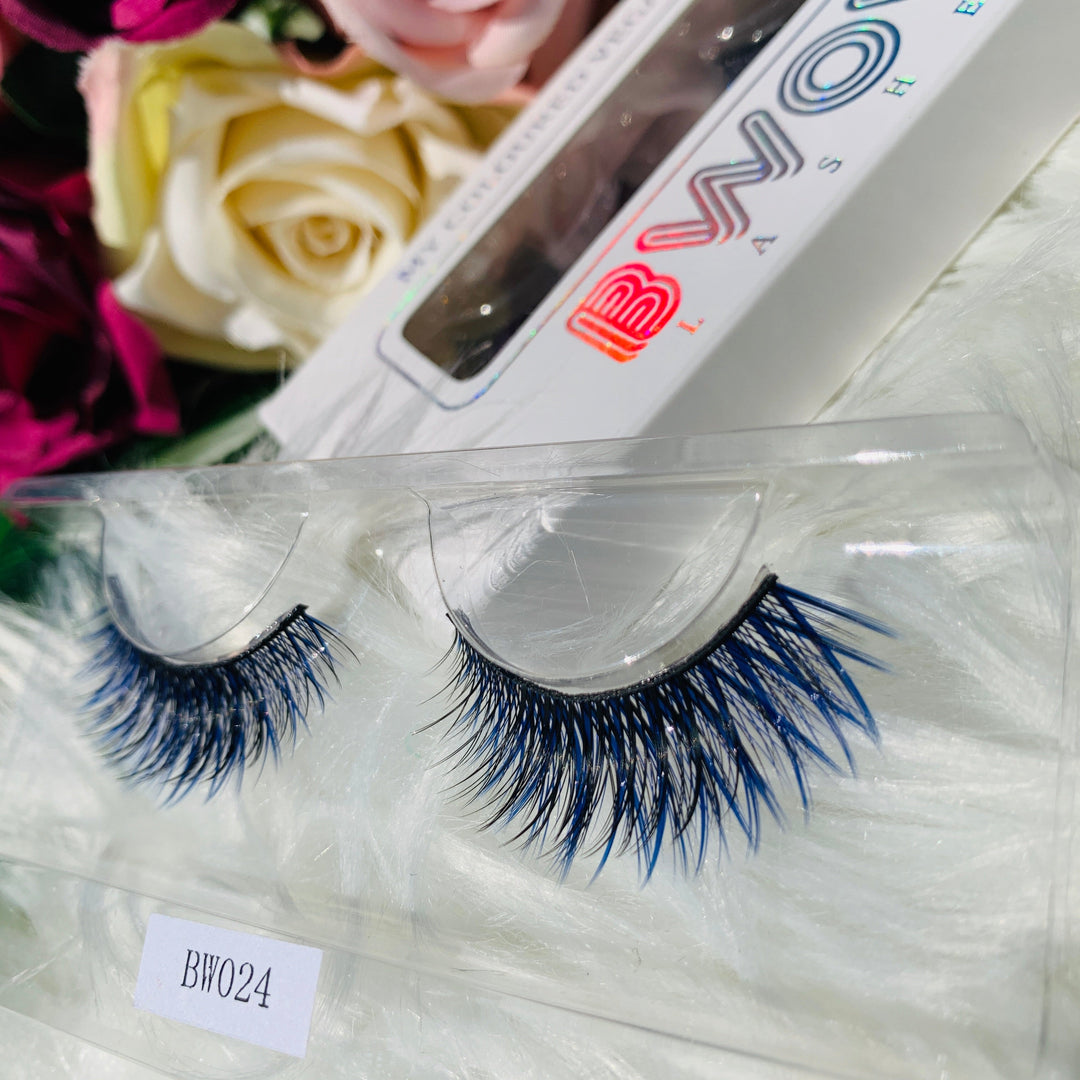 Coloured Vegan False Lashes Blue BWOW024