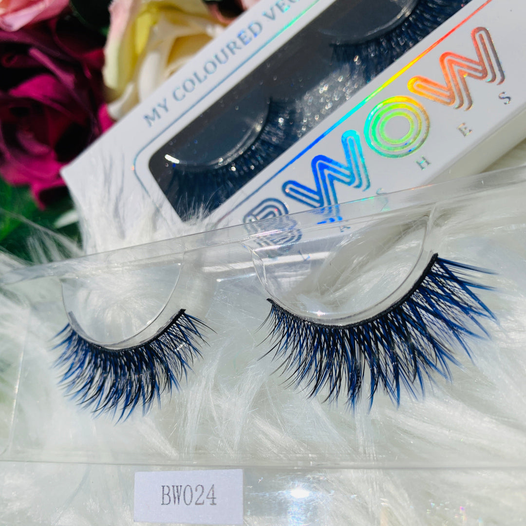 Coloured Vegan False Lashes Blue BWOW024