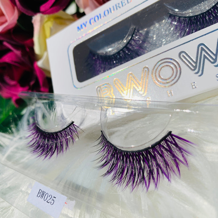 Coloured Vegan False Lashes Purple BWOW025