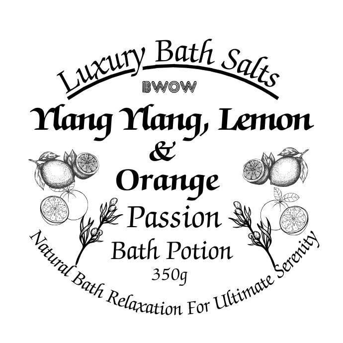 Natural Luxury Bath Sea Salt for Complete Relax Passion: Ylang Ylang, Lemon and Orange