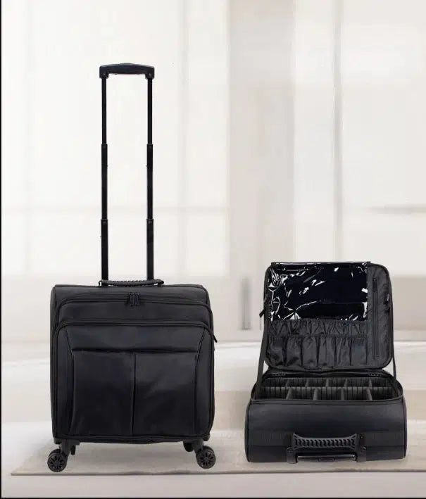 Rolling Beauty Case: Makeup Suitcase Trolley with Wheels and Nails Toolbox