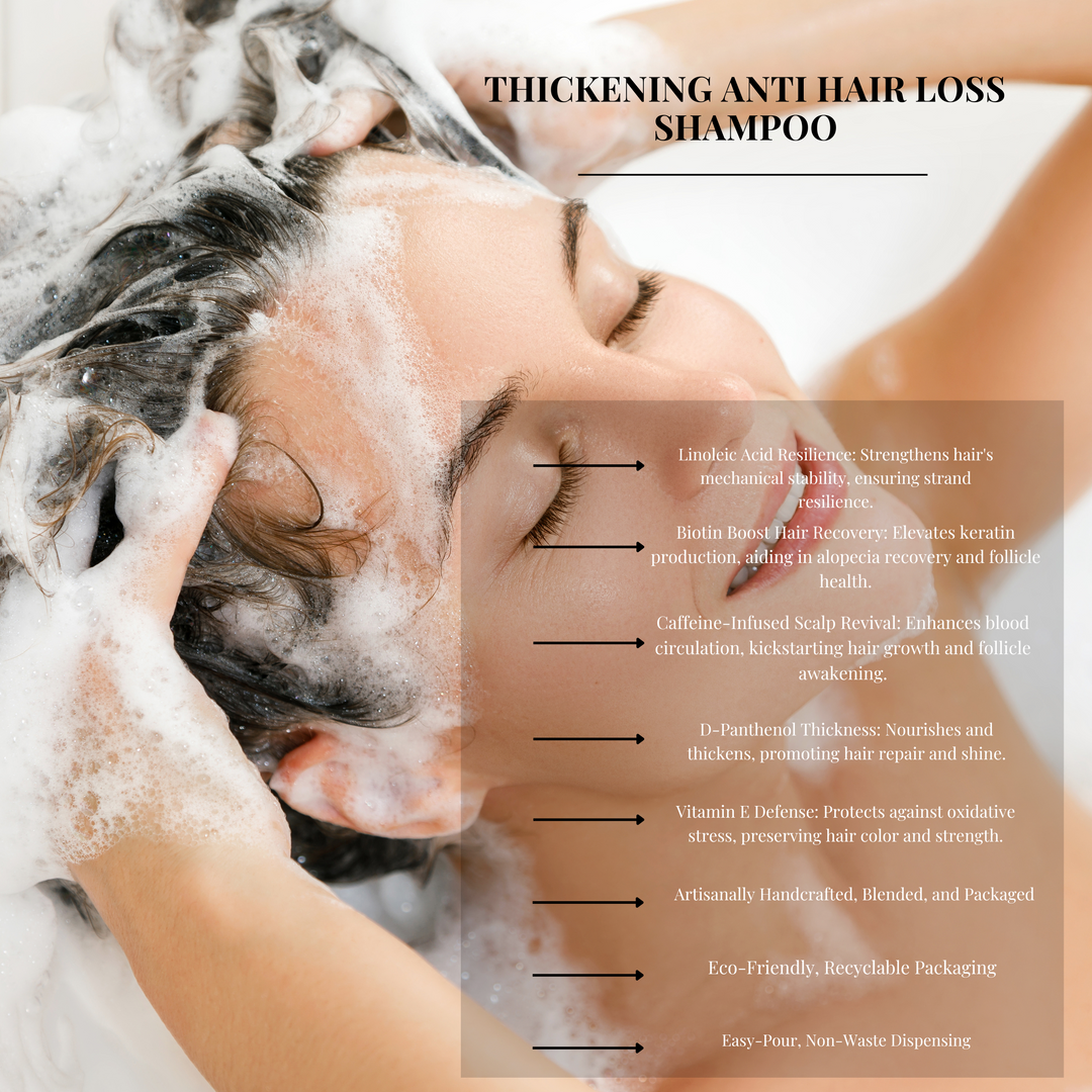 women washing hair , foaming hair with product text information outlines