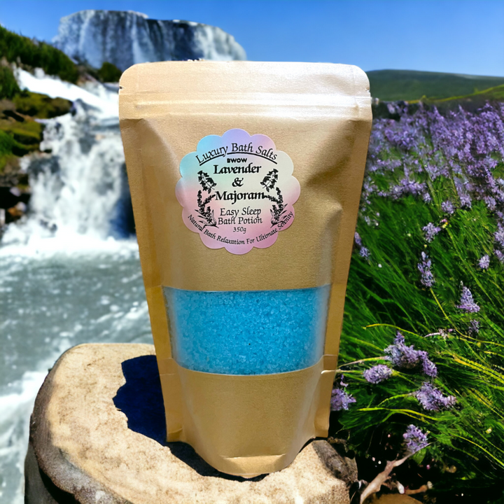 Natural Luxury Bath Salt, for Complete Relax Sleep: Lavender and Majoram Infused Aromatherapy Potion for a Deep Body Relaxation